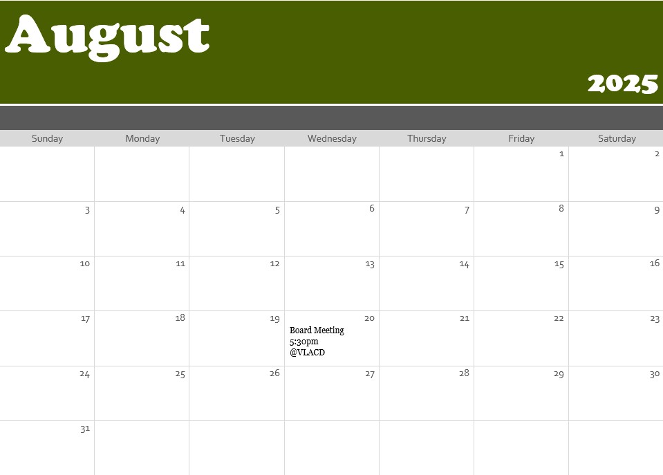 August Calendar Events