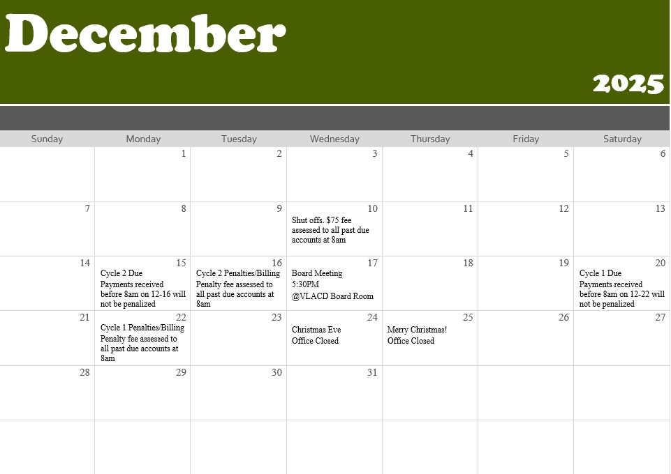 December 2025 Calendar Events & Schedule