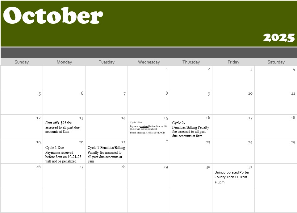 October 2025 Calendar Events